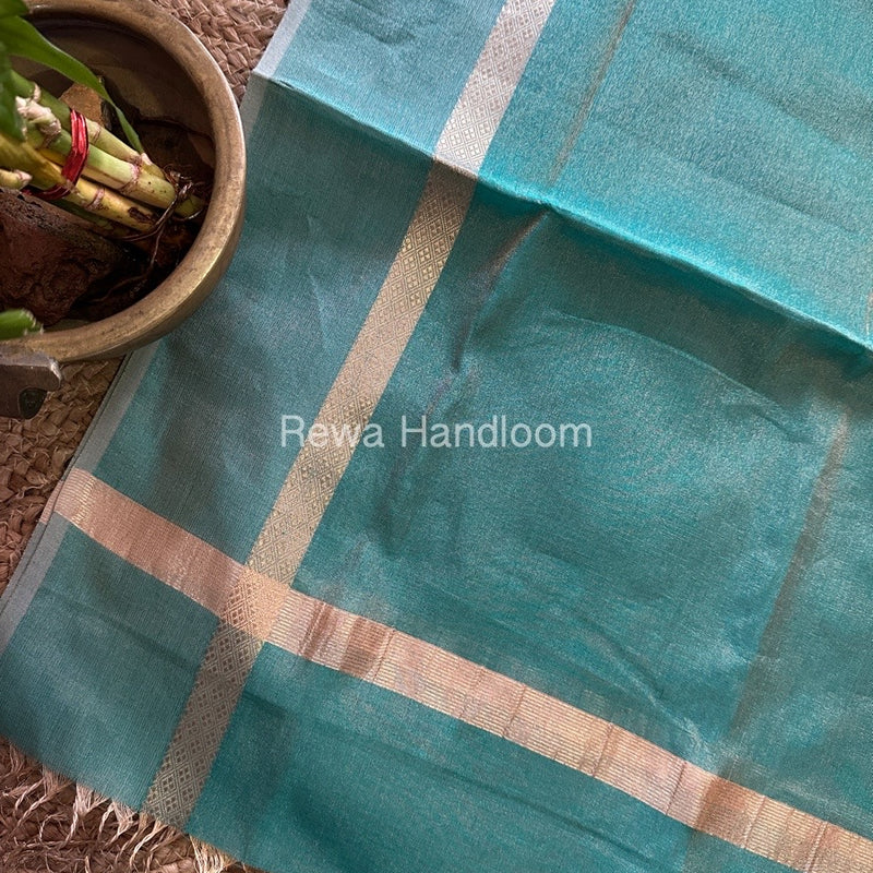 Maheshwari Teal Green Tissue Dupatta TDZ013