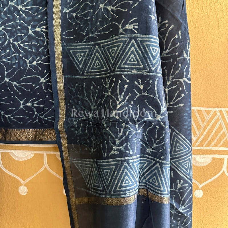 Maheshwari Indigo Print Suit ~ IG07