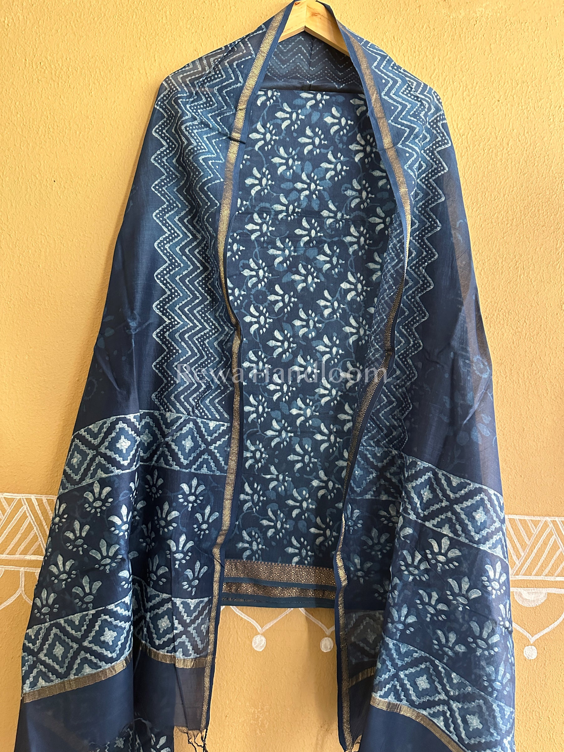 Maheshwari Indigo Print Suit 