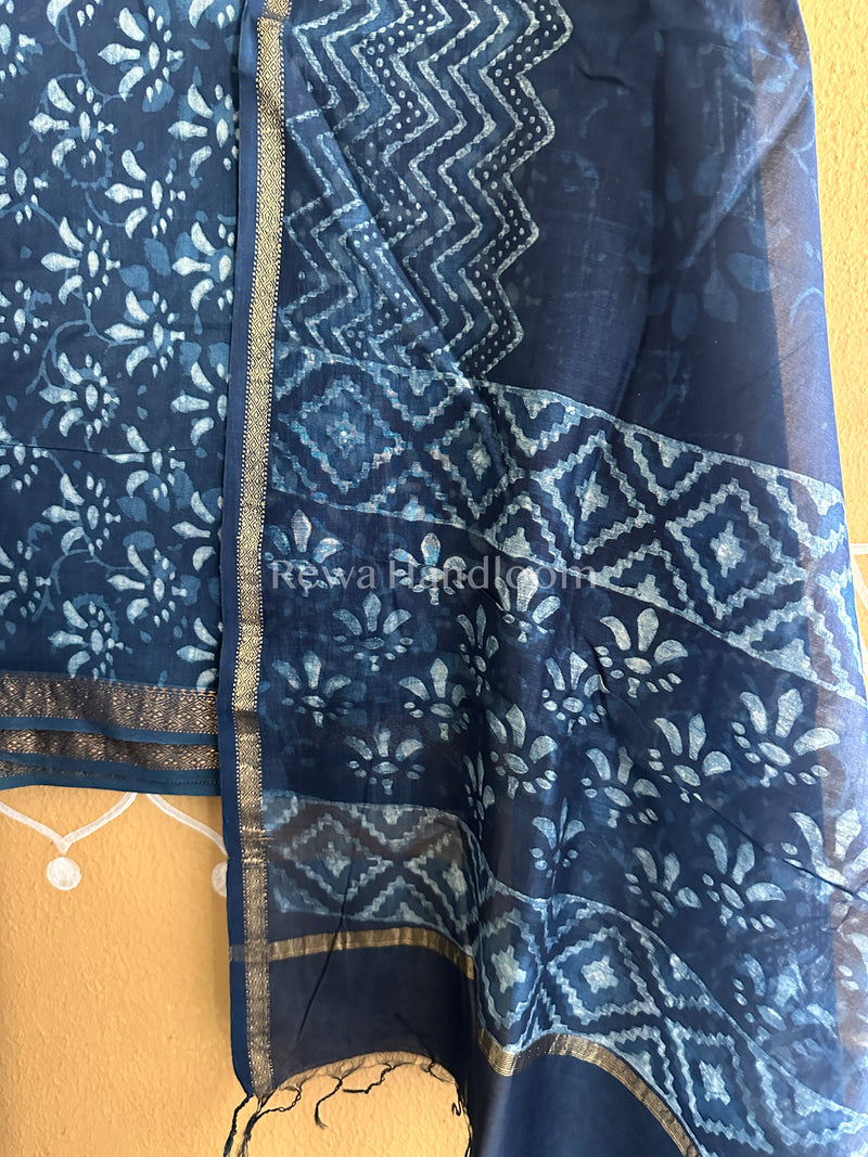 Maheshwari Indigo Print Suit IG02