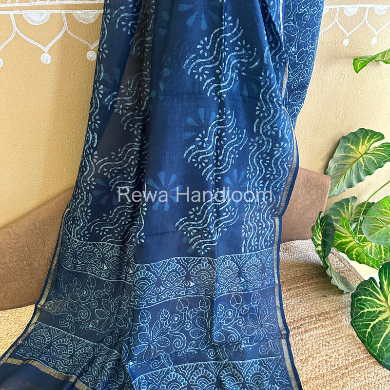Maheshwari Indigo Print Suit IG05