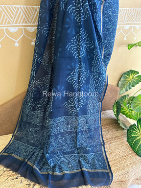 Maheshwari Indigo Print Suit IG05