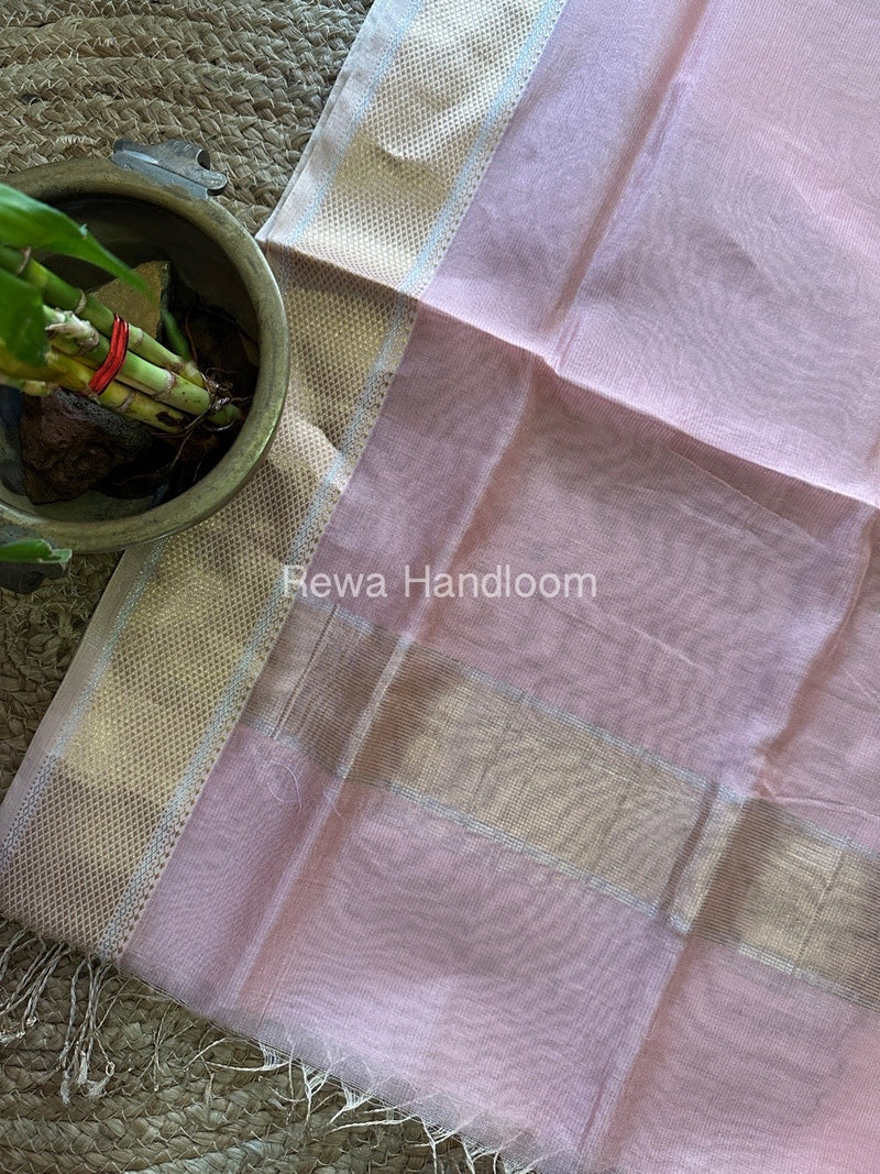 Maheshwari Baby Pink Tissue Dupatta TDZ018