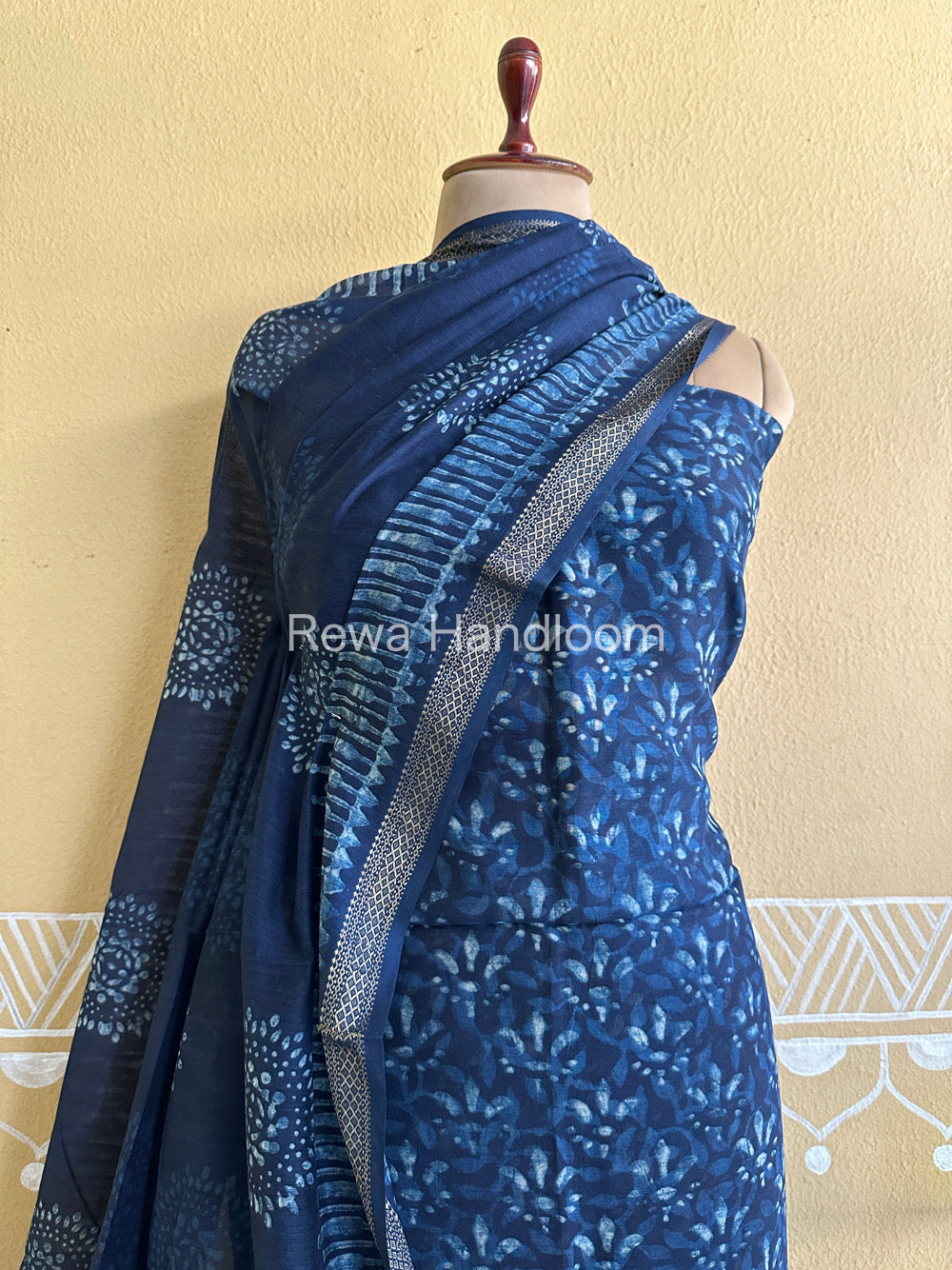 Maheshwari Indigo Print Suit ~ IG08