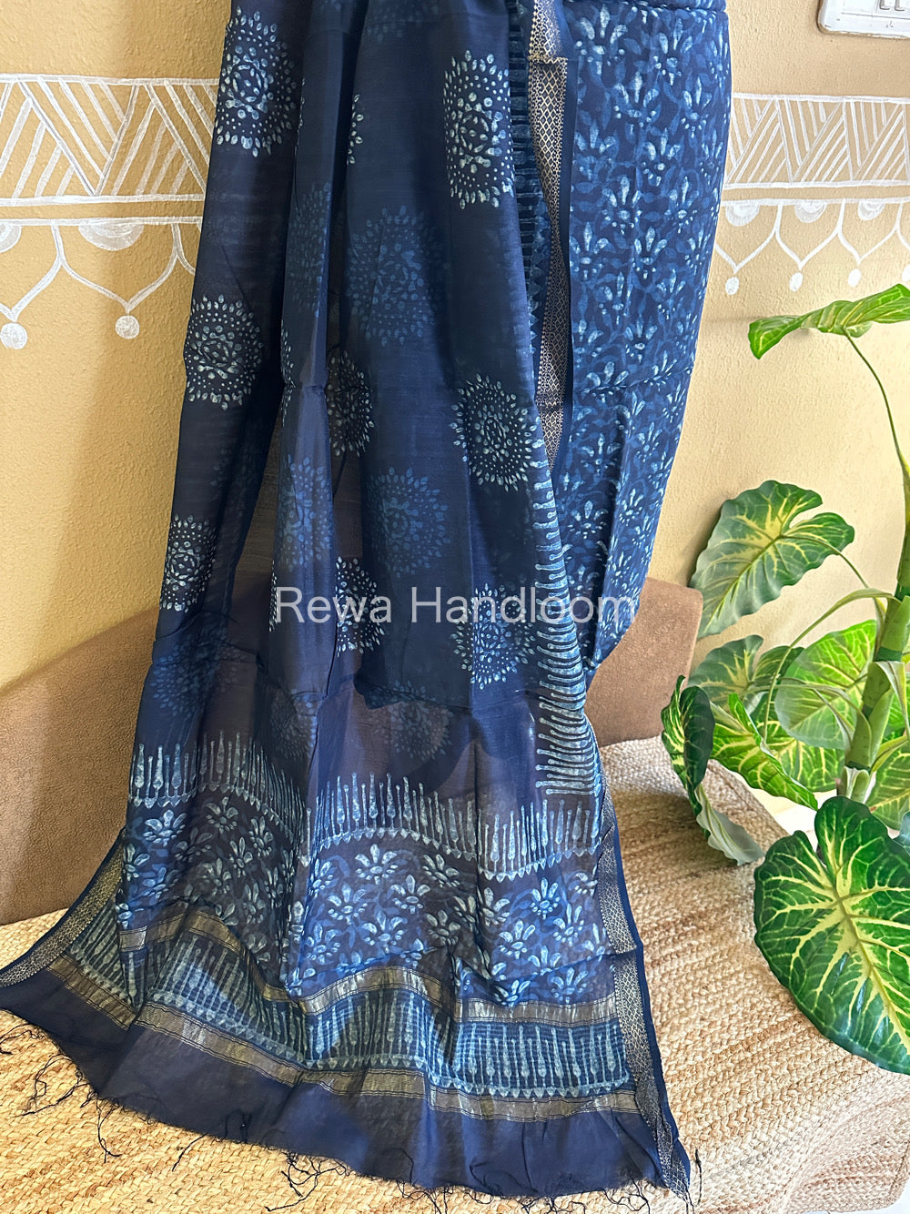 Maheshwari Indigo Print Suit ~ IG08