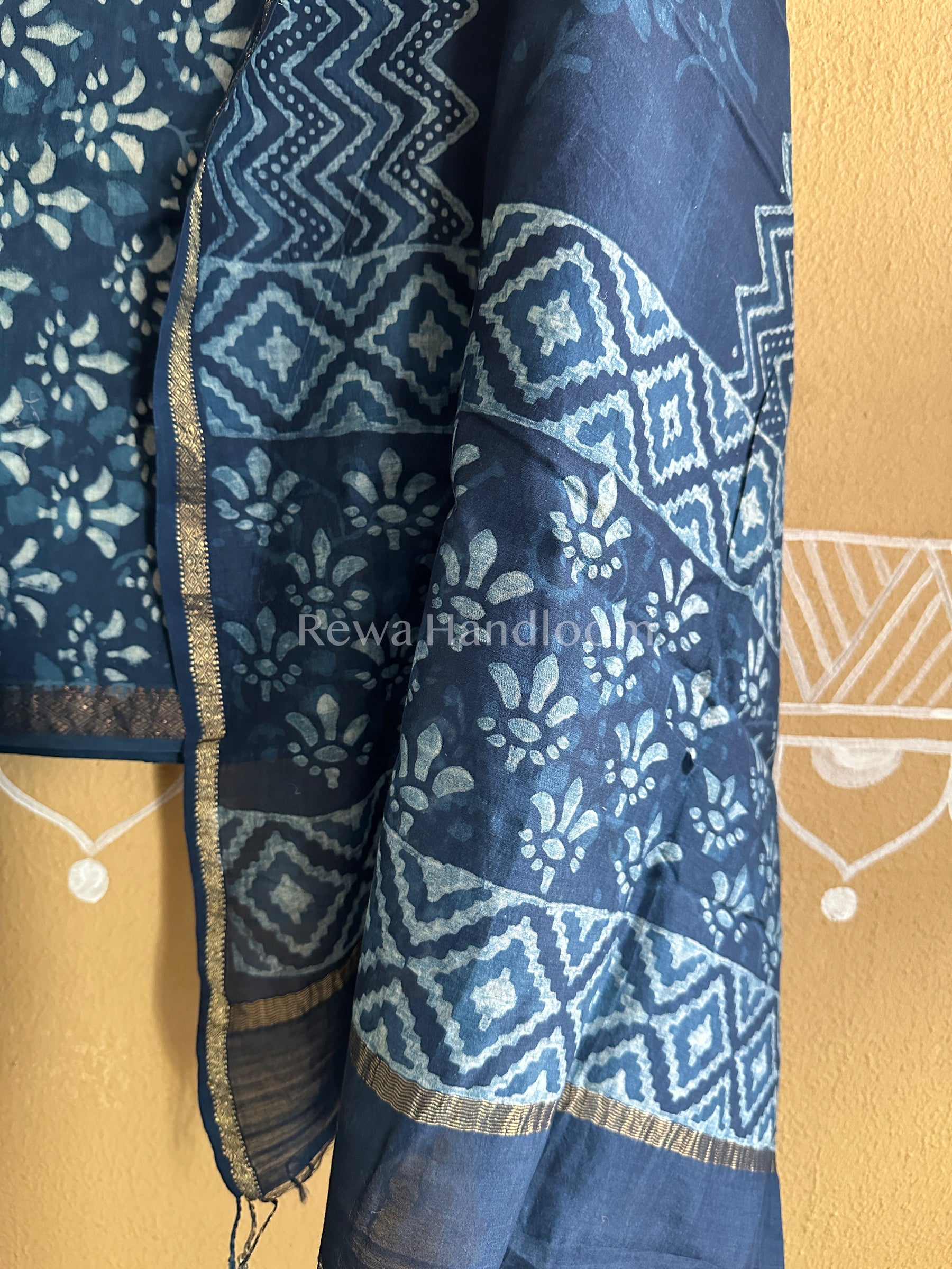 Maheshwari Indigo Print Suit ~ IG06