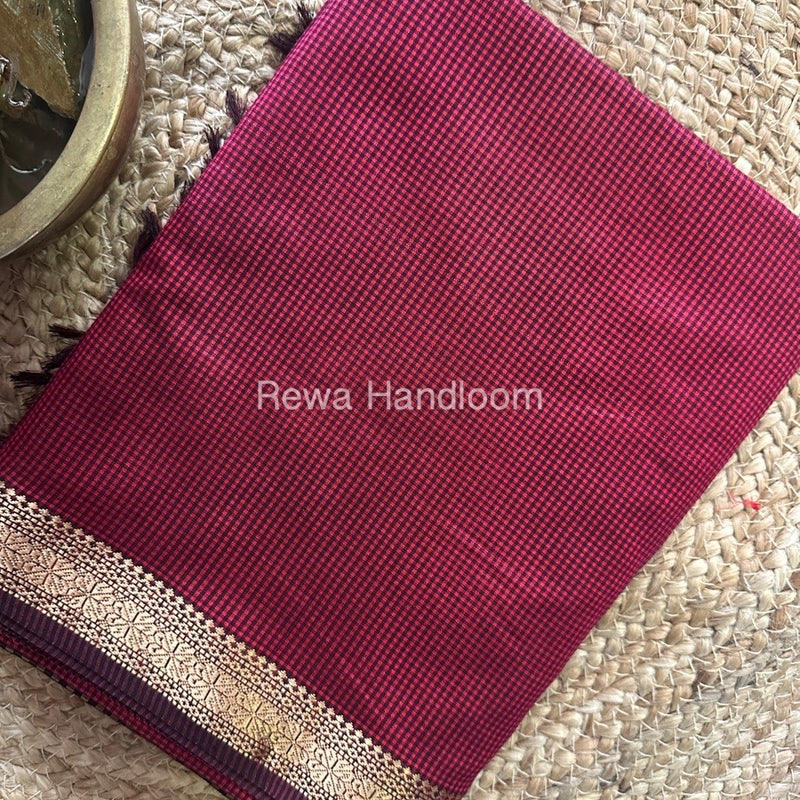 Maheshwari Maroon Garbha Reshami Silk Saree GS203