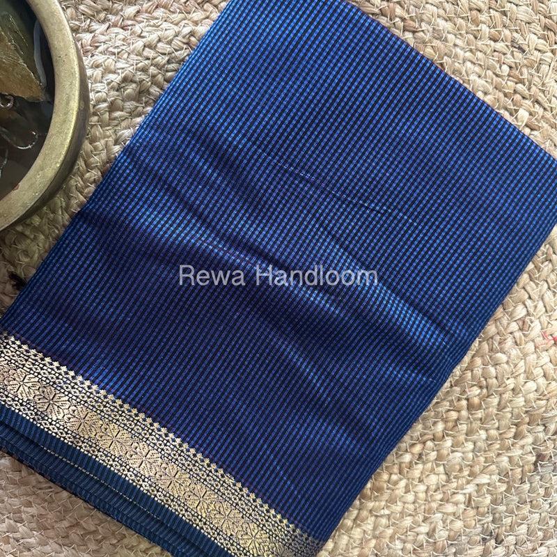 Maheshwari Blue Garbha Reshami Silk Saree GS202