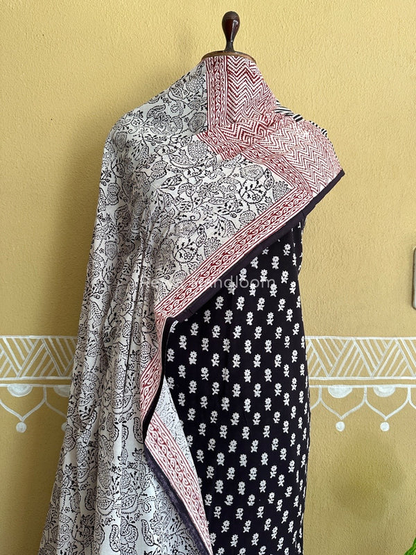 Black-White Bagh Print Cotton Suit BCSP0119