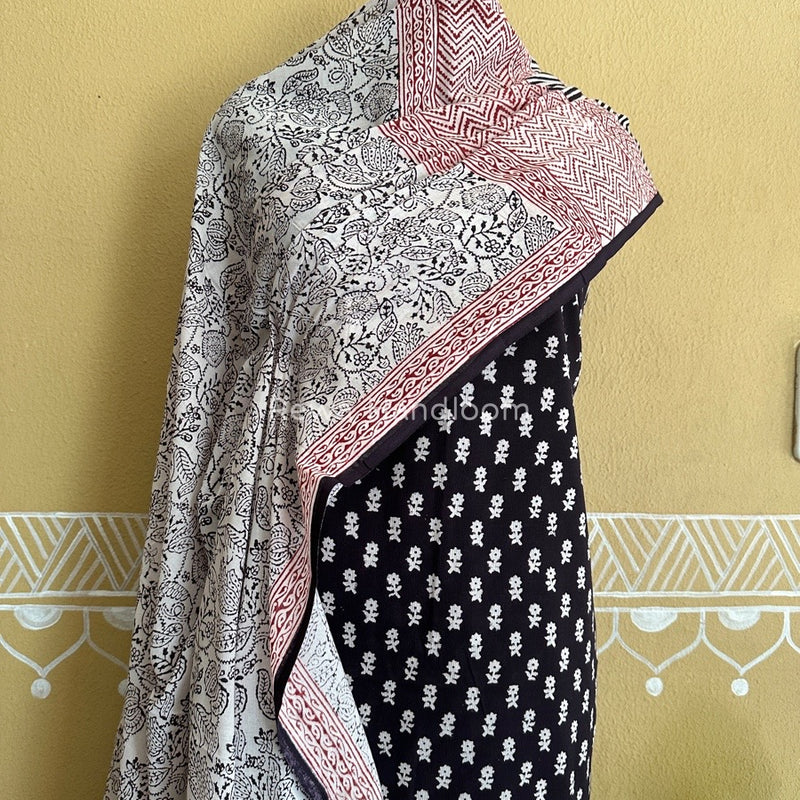 Black-White Bagh Print Cotton Suit BCSP0119
