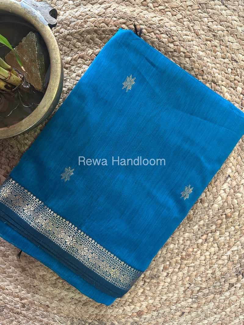 Rama-Black Zari Butti Maheshwari Saree SBT071