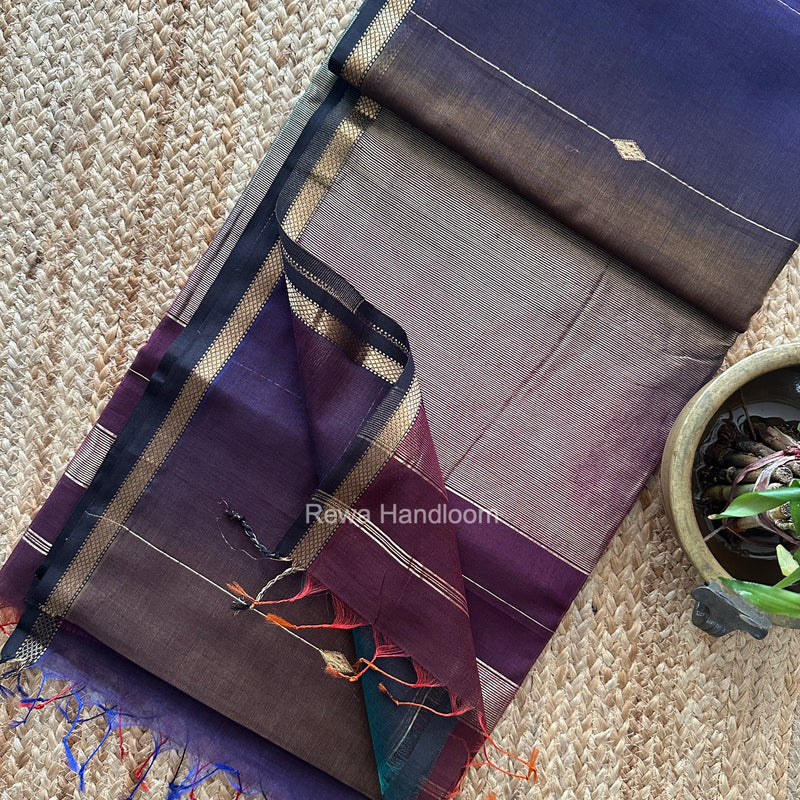 Wine Lining Butti Shaded Maheshwari Saree SBS0137