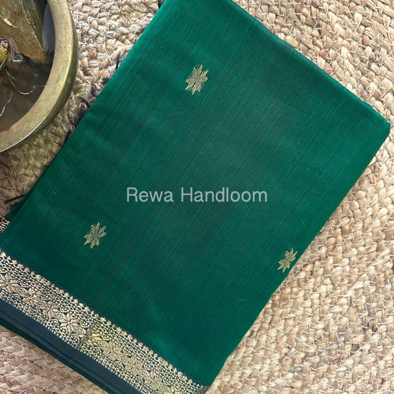 Green-Rani Pink Zari Butti Maheshwari Saree SBT072