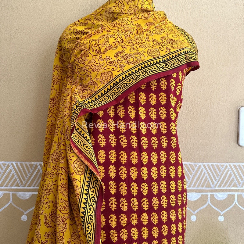 Deep Maroon Bagh Print Cotton Suit BCSP086