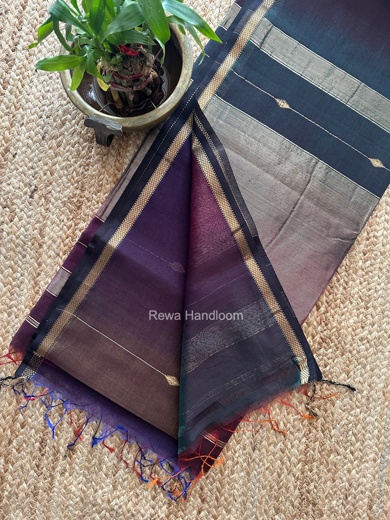Wine Lining Butti Shaded Maheshwari Saree SBS0137