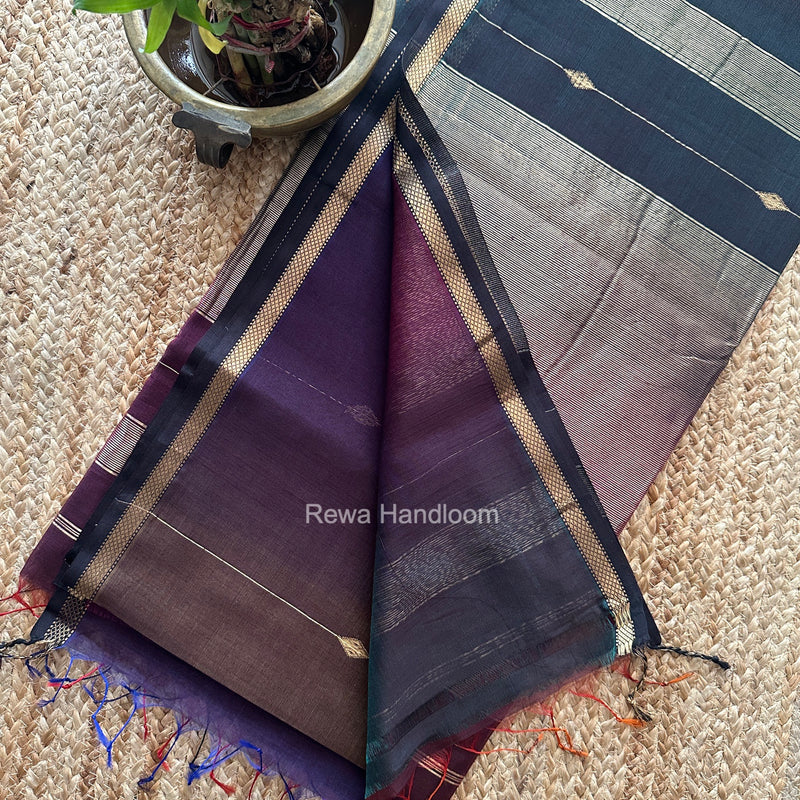 Wine Lining Butti Shaded Maheshwari Saree SBS0137