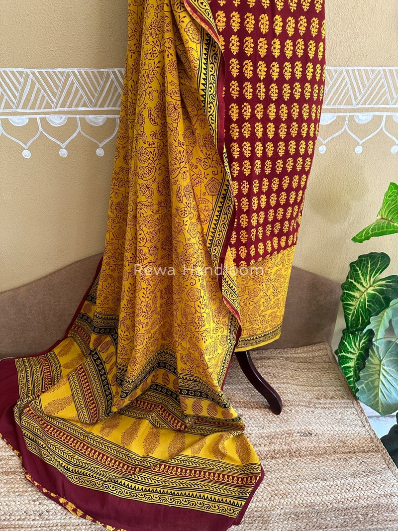 Deep Maroon Bagh Print Cotton Suit BCSP086