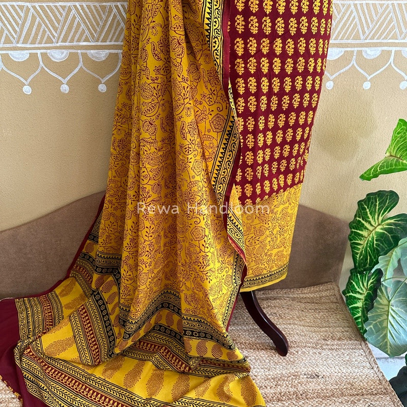 Deep Maroon Bagh Print Cotton Suit BCSP086