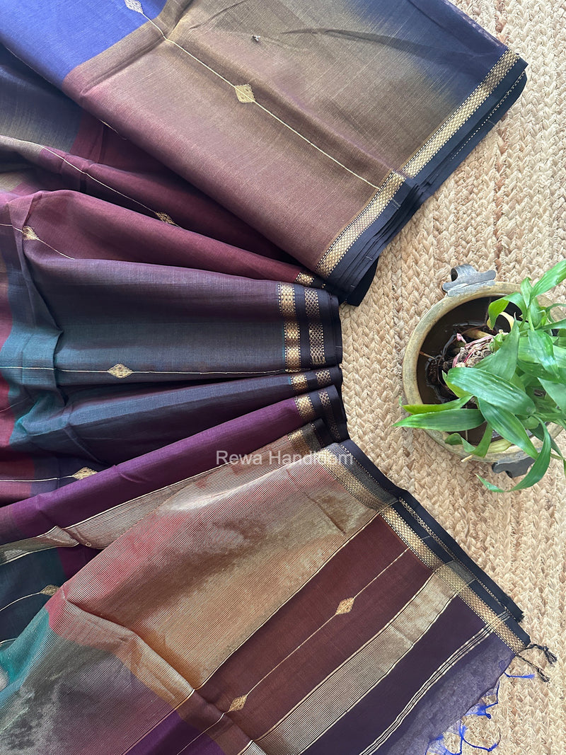Wine Lining Butti Shaded Maheshwari Saree SBS0137
