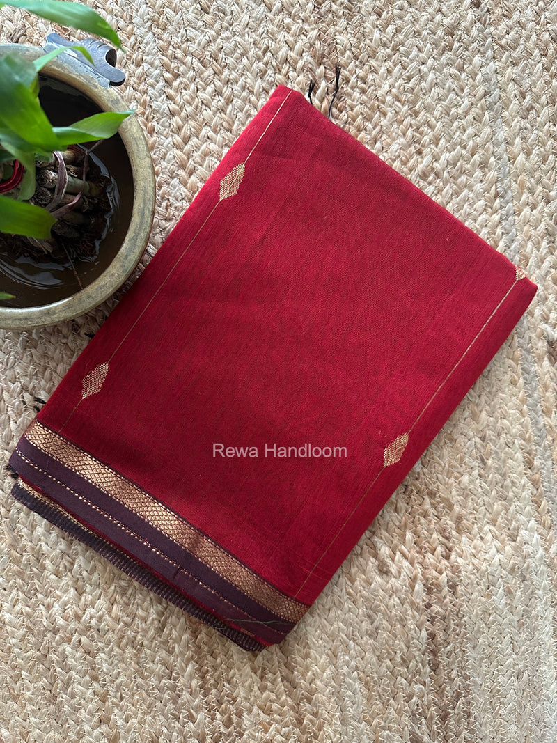 Maroon Lining Butti Shaded Maheshwari Saree SBS0138