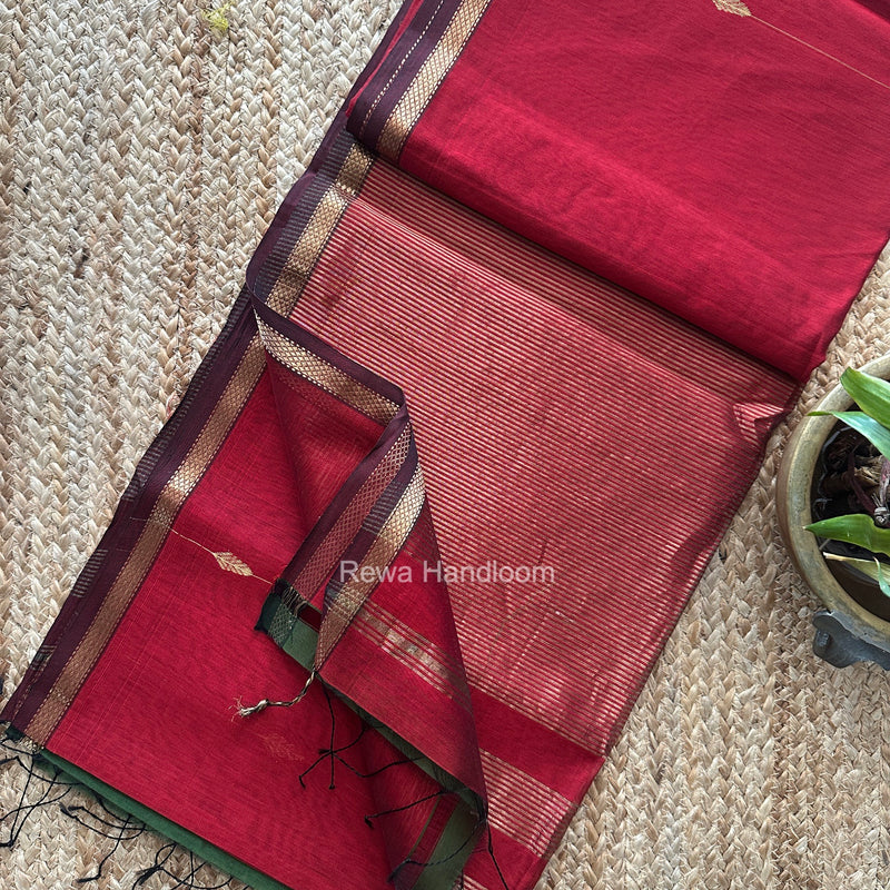 Maroon Lining Butti Shaded Maheshwari Saree SBS0138