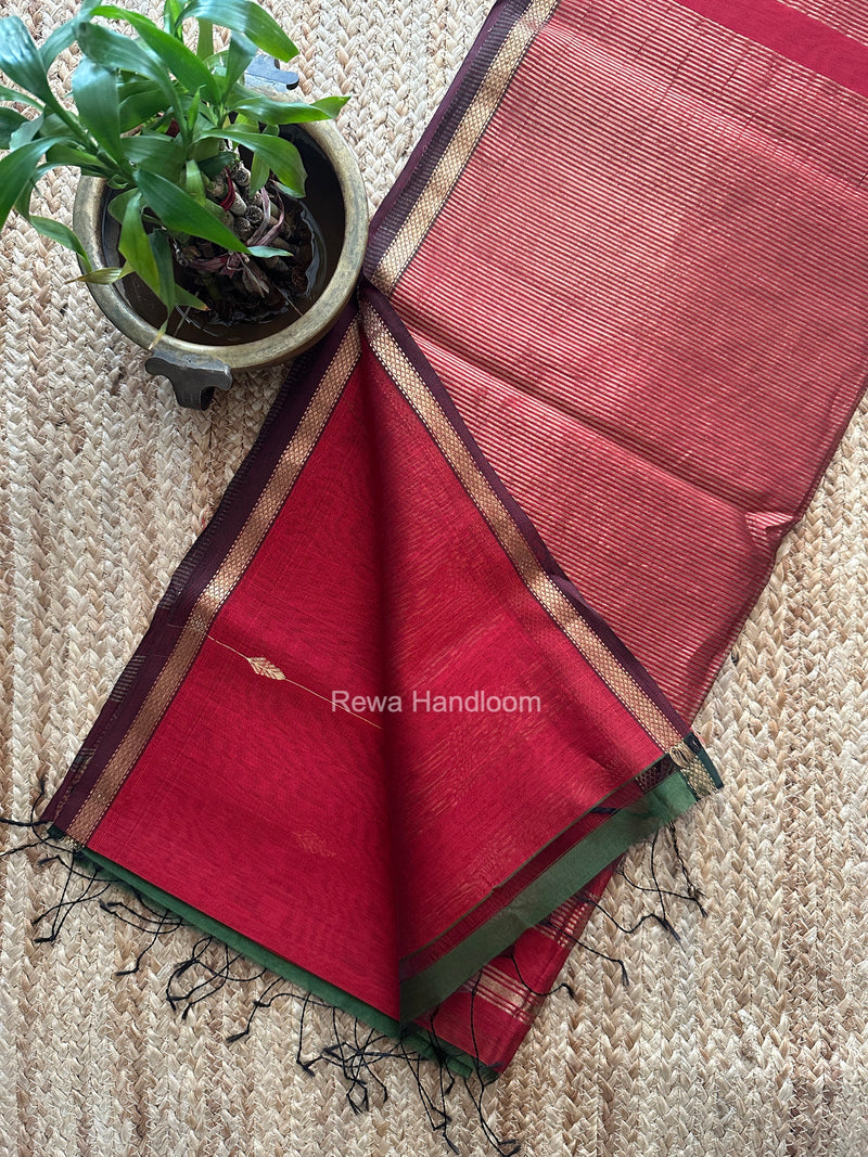 Maroon Lining Butti Shaded Maheshwari Saree SBS0138