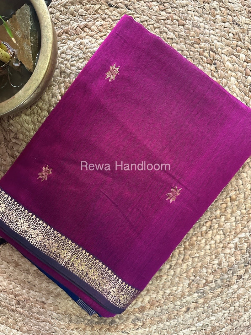 Magenta-Blue Zari Butti Maheshwari Saree SBT070