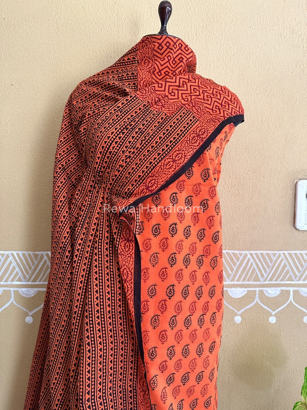 Orange Bagh Print Cotton Suit BCSP0108