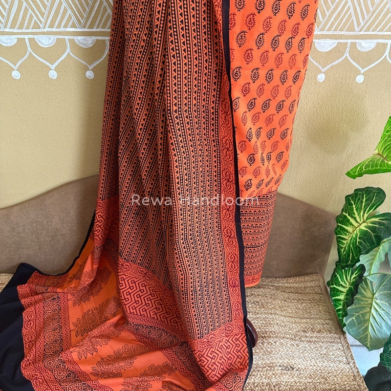 Orange Bagh Print Cotton Suit BCSP0108