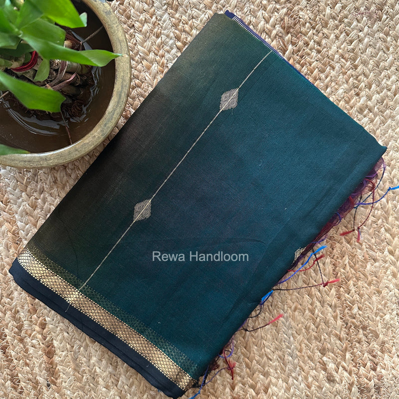 Tobacco Brown Lining Butti Shaded Maheshwari Saree SBS0134