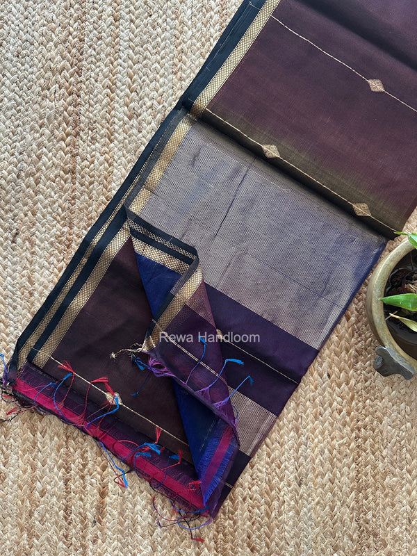 Tobacco Brown Lining Butti Shaded Maheshwari Saree SBS0134