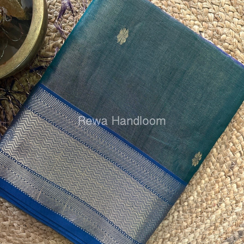 Maheshwari Green Tissue Butti Saree TBBS079