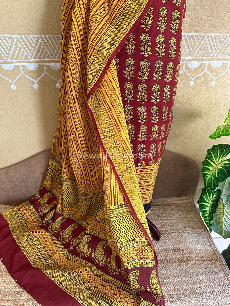 Maroon Bagh Print Cotton Suit BCSP081