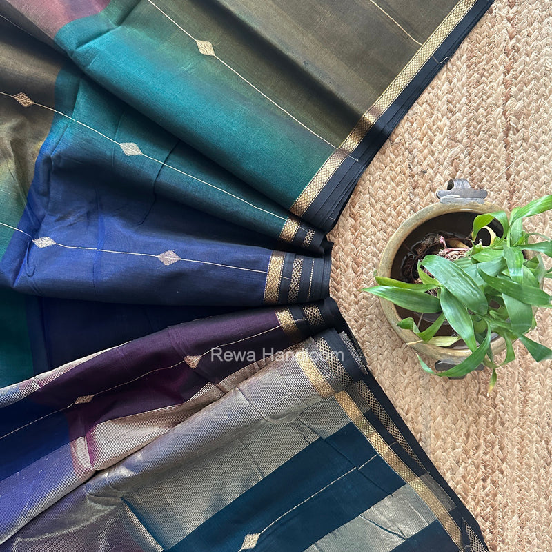 Tobacco Brown Lining Butti Shaded Maheshwari Saree SBS0134