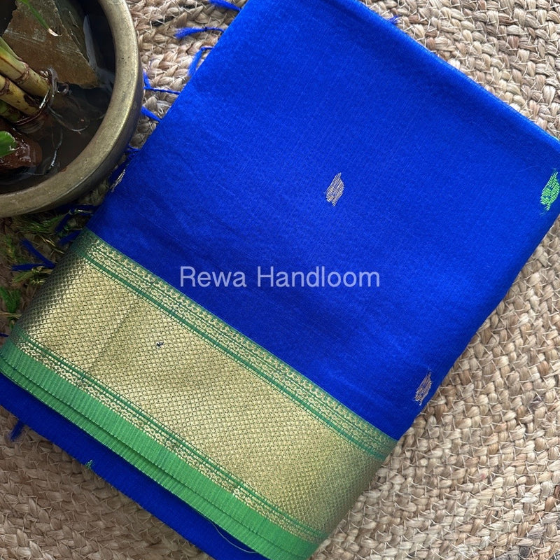 Maheshwari Blue Butta Pallu Silk Saree MSS03