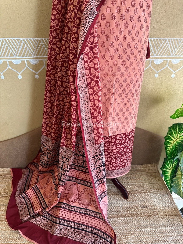 Peach Bagh Print Cotton Suit BCSP088