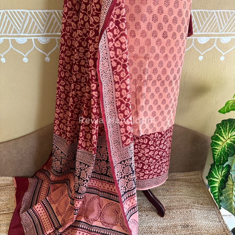 Peach Bagh Print Cotton Suit BCSP088