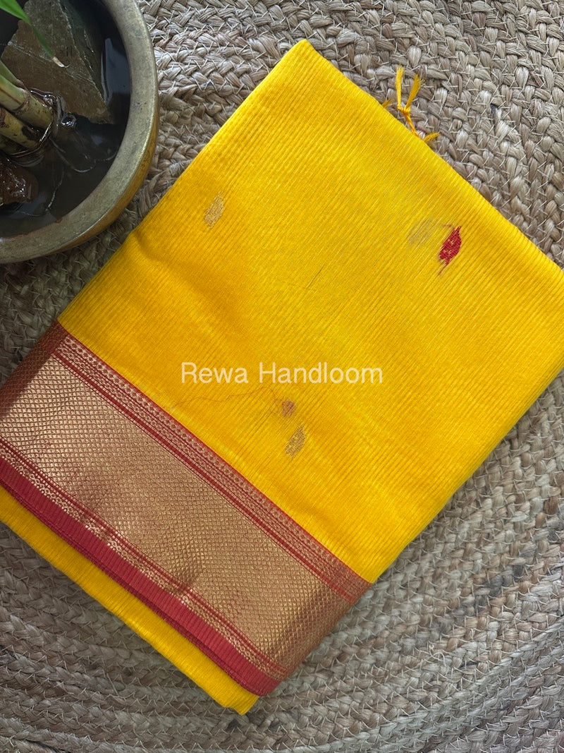 Maheshwari Yellow Butta Pallu Silk Saree MSS04