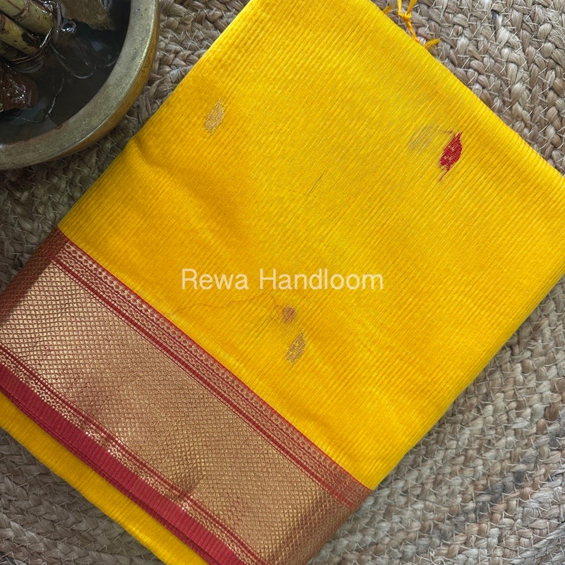 Maheshwari Yellow Butta Pallu Silk Saree MSS04