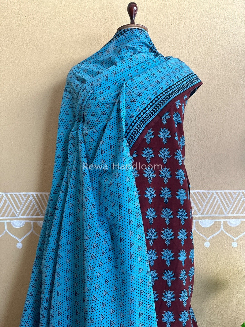 Maroon Bagh Print Cotton Suit BCSP090