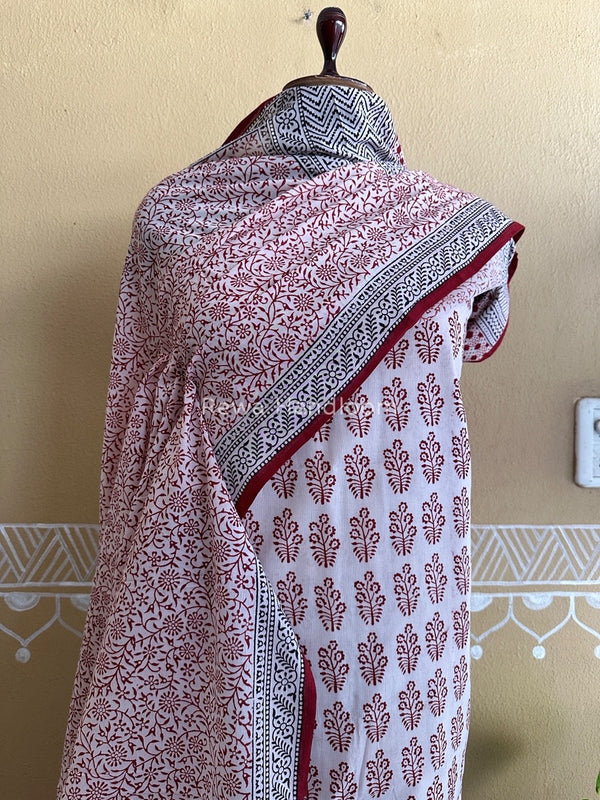 White Bagh Print Cotton Suit BCSP089