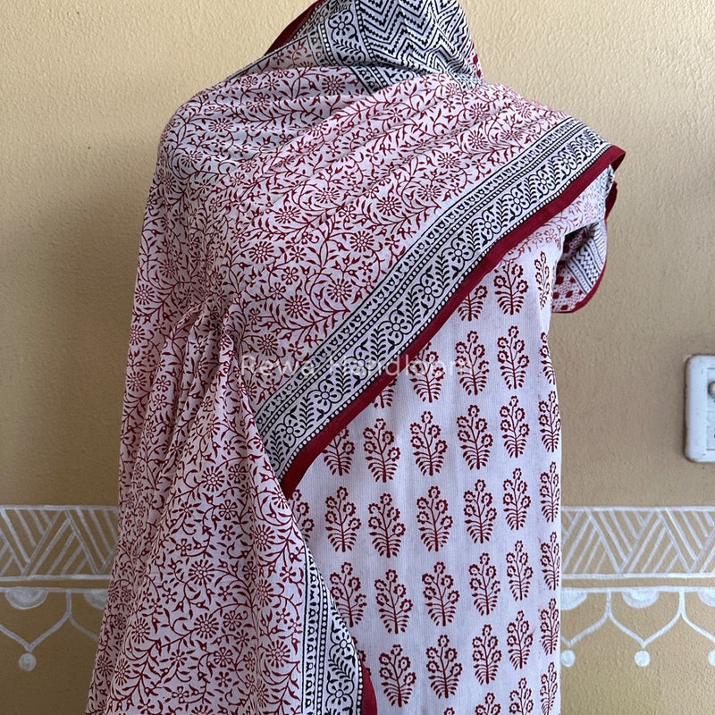 White Bagh Print Cotton Suit BCSP089