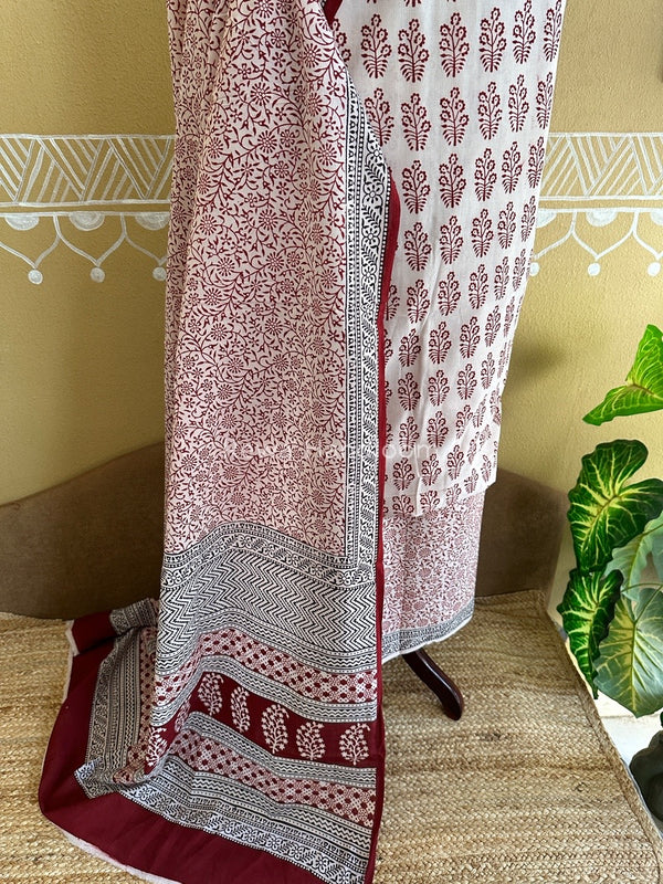 White Bagh Print Cotton Suit BCSP089