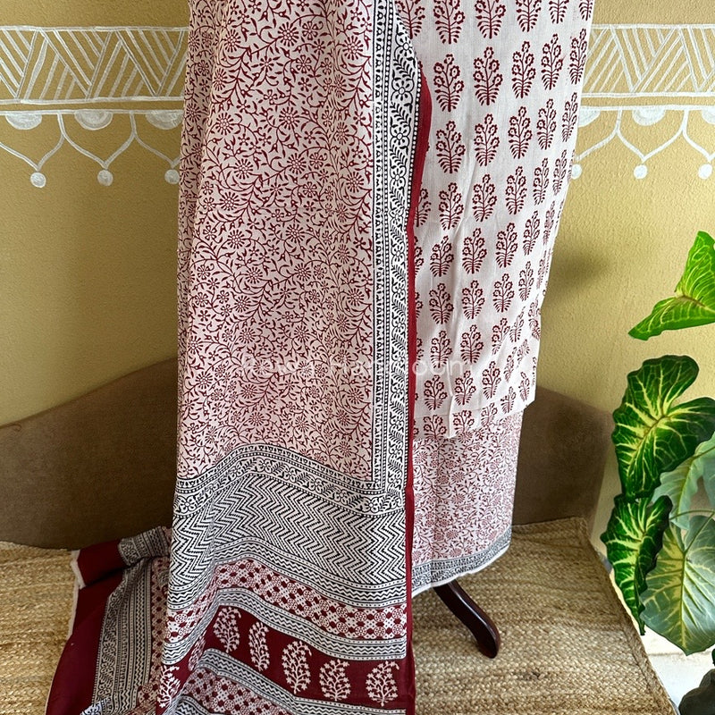 White Bagh Print Cotton Suit BCSP089
