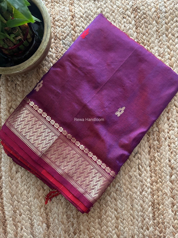 Maheshwari Purple Pure Silk Saree PS051