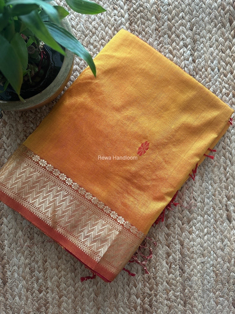 Maheshwari Yellow Pure Silk Saree PS057