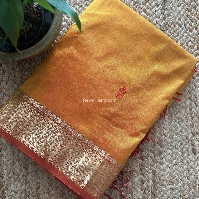 Maheshwari Yellow Pure Silk Saree PS057