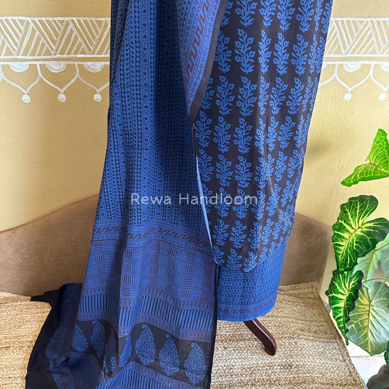 Black-Blue Bagh Print Cotton Suit BCSP0111