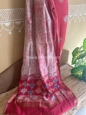 Maheshwari Rani Pink Batik Tissue Printed Dress Material-BTP157