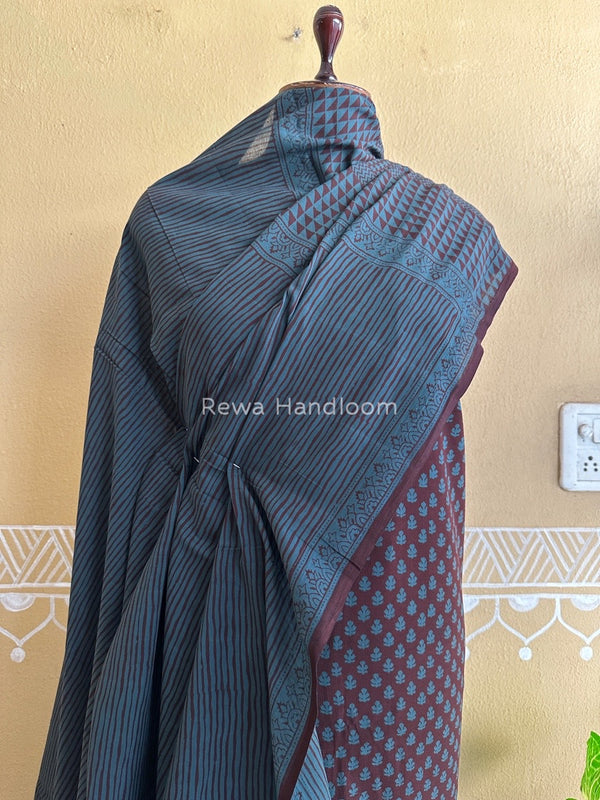 Wine-Rama Green Bagh Print Cotton Suit BCSP093